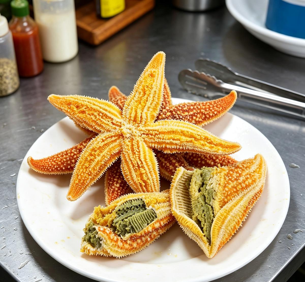 Star-shaped delicacies plated as a striking centrepiece